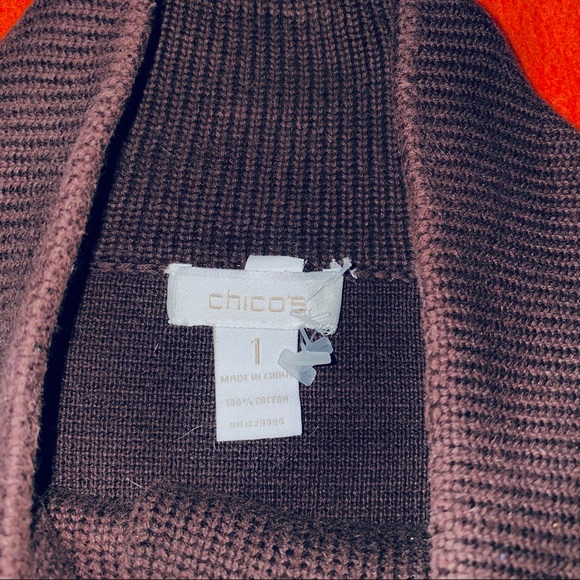 Chico’s cotton 3/4 sleeve collared knitted thick cardigan - Picture 2 of 7